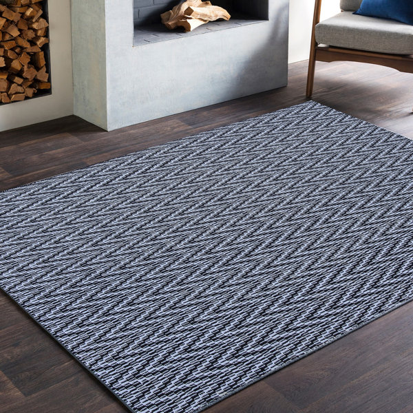 HomesteadElements Finnley Handmade Flatweave Cotton Dark/Light Blue Rug